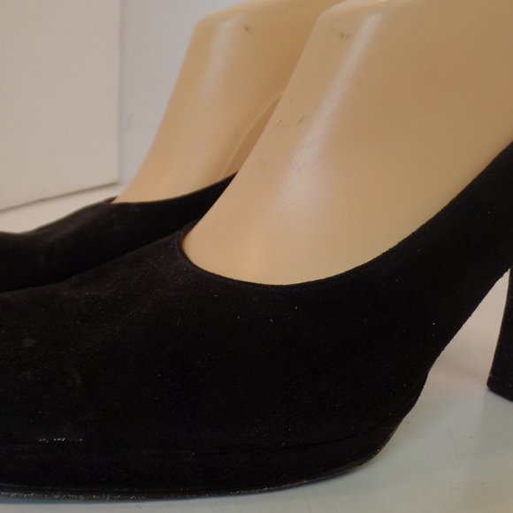 FENDI Made In Italy Black Suede Leather Pumps 4" Heels Sz 9 Timeless Classics - Picture 4 of 11